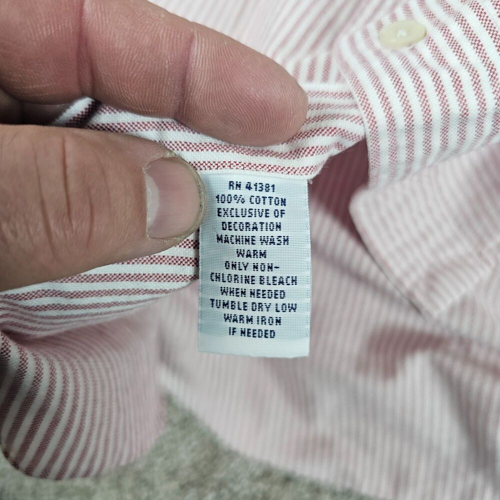 Ralph Lauren Shirt Mens XL Peach White Striped Oxford Long Sleeve Flesh Preppy - Picture 6 of 11
